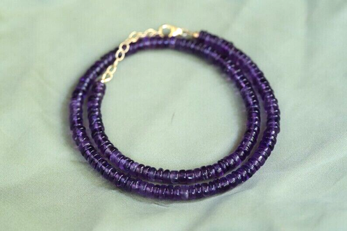 A++ Purple Amethyst Gemstone Smooth Wheel Beads 24" Beautiful Healing Necklace - Picture 3 of 9