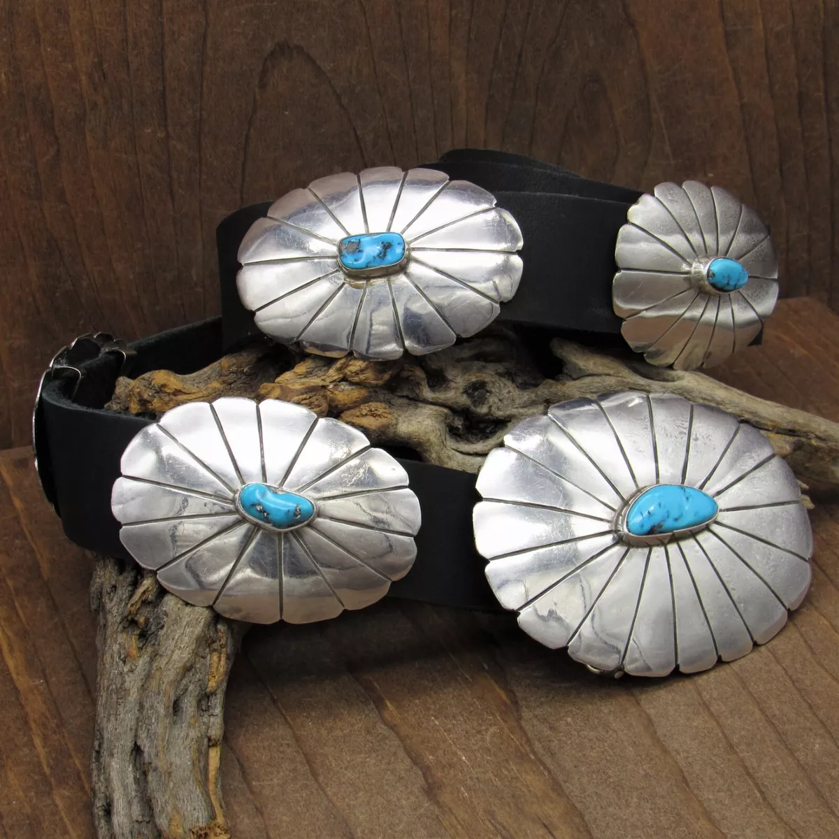 Navajo Silver Turquoise Concho Belt