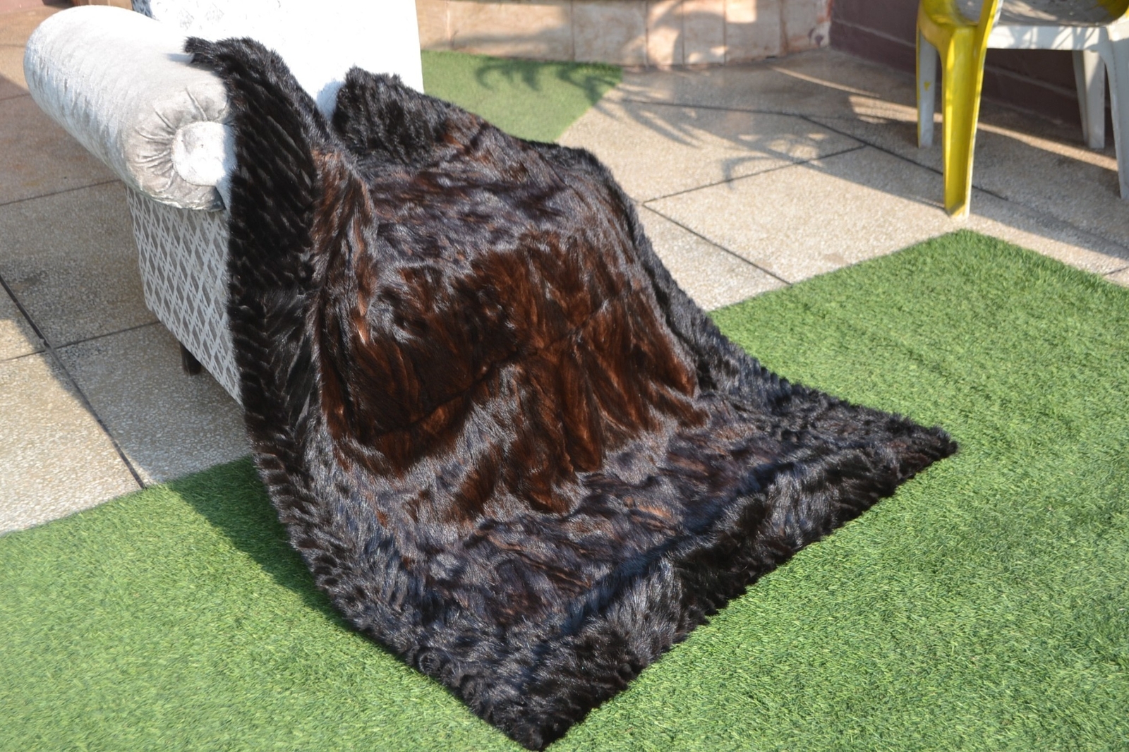 Genuine Real Natural Mink Fur Blanket Single Size throw 51" x 40" Rug