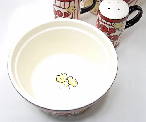 Popcorn Bowl & Shakers Set 4 Ceramic Decorative Tabletops Unlimited - Bild 4 von 8
