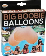 6 Big Boobie Balloons - Fun Gag Gift Adult Novelty Party Decoration - Beige