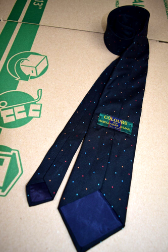 Neck Tie VTG 70s 80s Colours Alexander Julian Color Dot Black Silk Tie 54 x 3.25 - Picture 7 of 7