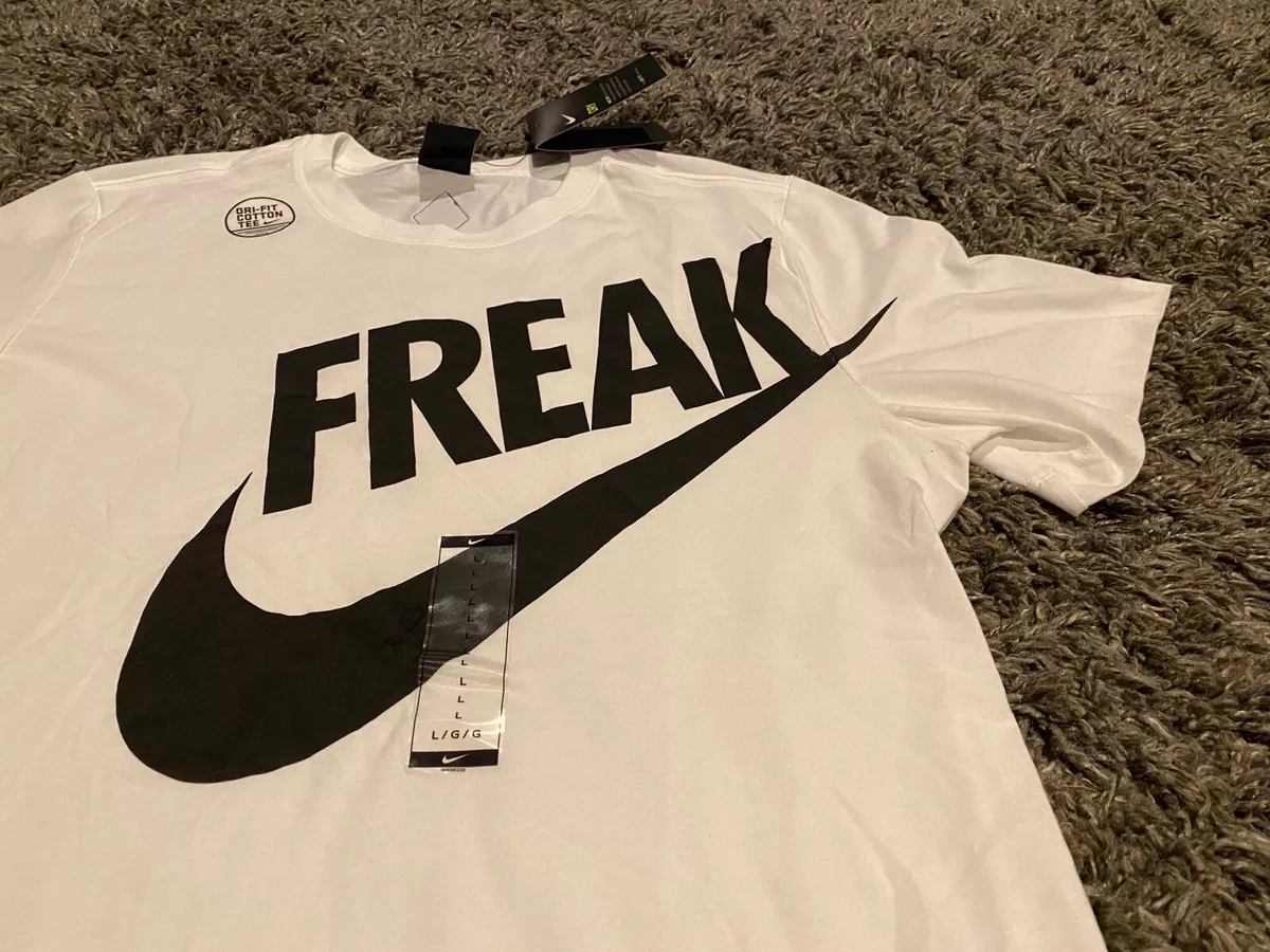 Nike Dri Fit Black White swoosh Giannis Greek Freak t shirt NBA MVP Star Bucks M