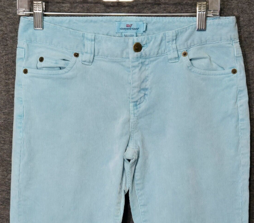 Vineyard Vines Corduroy Jeans Womens 2 Light Blue Pants Low Rise Ankle - Picture 2 of 12