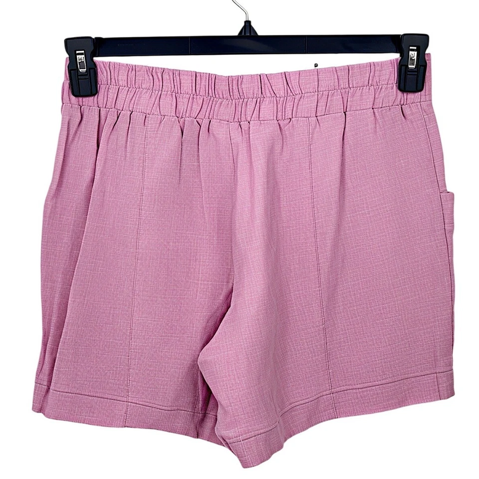 Pantalones Cortos Ivy Jane Mezcla de Lino Medianos Púrpura Cintura Elástica Bolsillos Hechos en EE. UU. Foto 3 de 4