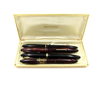 Vintage Shaeffer Burgundy Black 14KT Nib Fountain Pens Lot of 4 #X1016 2