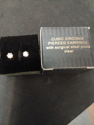 Avon Cubic Zirconia Pierced Earrings With Steel Posts New In Box