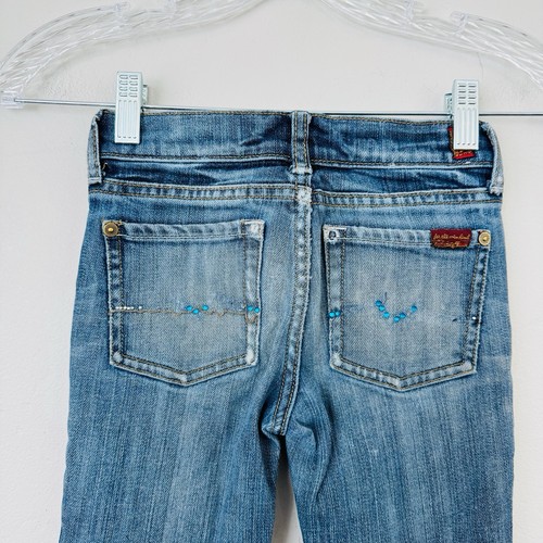 7 For All Mankind Bootcut Blue Denim Jeans Girls Size 7 - Picture 4 of 8
