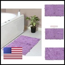 Home Weavers Modesto Bath Rug 100 Cotton 21"x34" Rectangle Purple