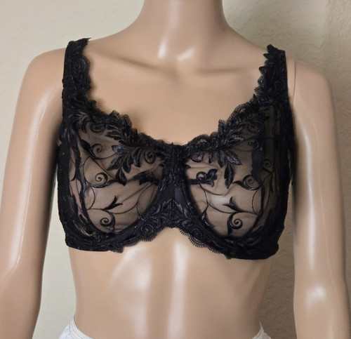 Soma Sensuous Lace Unlined Bra Black Embroidered Underwire size 40DD
