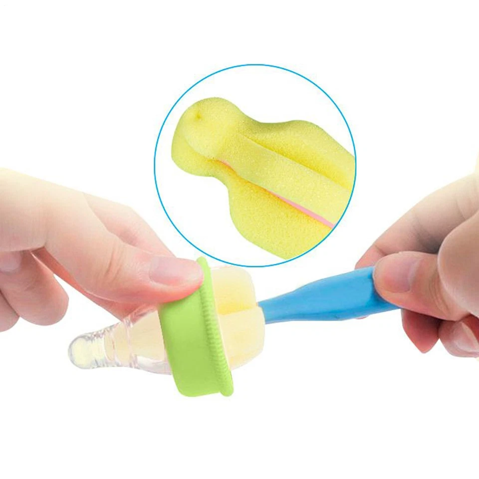 Cepillo para pezones 4 piezas cepillo esponja para pezones mango largo botella Foto 4 de 4