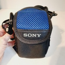 Sony Cybershot Digital Camera Padded Case Blue  Black Carry Strap  Belt Loop