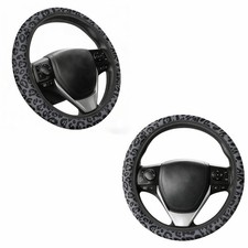 Hiiooweiyi Black Leopard Print Cheetah Elastic Steering Wheel Cover Non-slip...