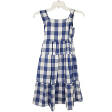 Old Navy Girls Blue Buffalo Plaid Summer Dress Small 6-7 Sleeveless