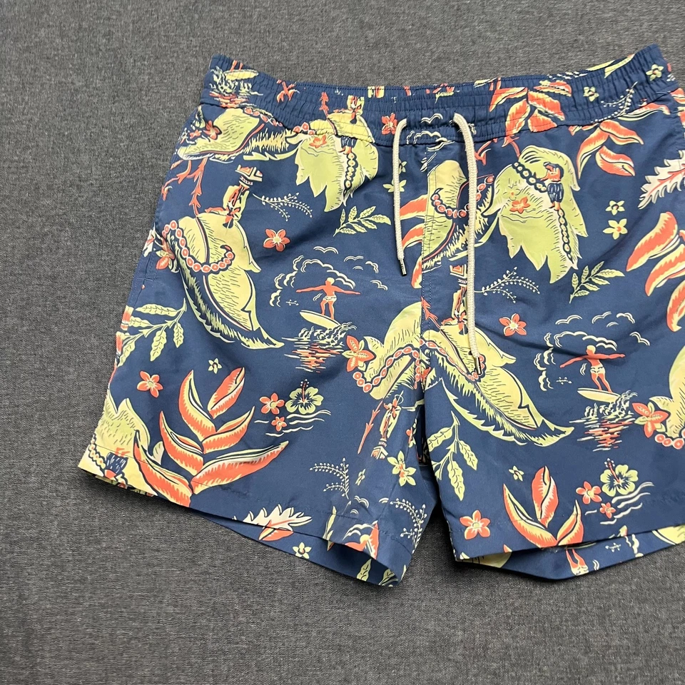 Bañador Polo Ralph Lauren para hombre talla M azul estampado tropical pantalones cortos de surf Foto 2 de 4
