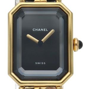 Authentic CHANEL Premier S Watch H0001 Gold Plated / Leather WomenWatch black USED