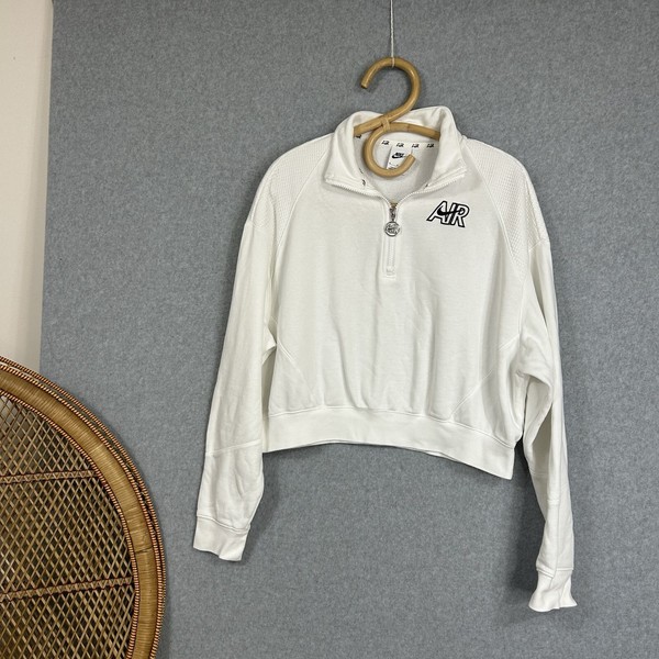 NIKE SPORTSWEAR AIR 1/4-ZIP Top Jumper Size M Sport Leisure Wear Crop