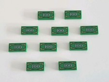 10x Lego Geldschein 100 Banknote Fliese 1x2 g...
