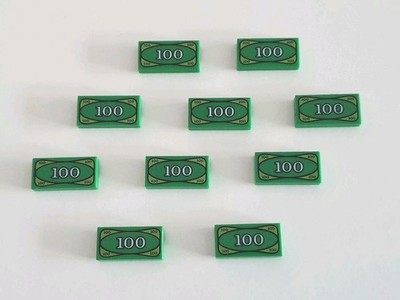 10x Lego Geldschein 100 Banknote Fliese 1x2 grün NEU 3069bpx7