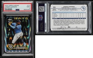 2024 Topps Chrome RayWave Refractor Junior Caminero #213 PSA 9 MINT Rookie RC