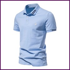 100 Cotton Men's Polo Shirts Casual Solid Color Short Sleeve Polo