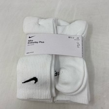 Nike Everyday Plus Cotton Cushioned Crew Socks 6 Pairs White Large SX6897-100