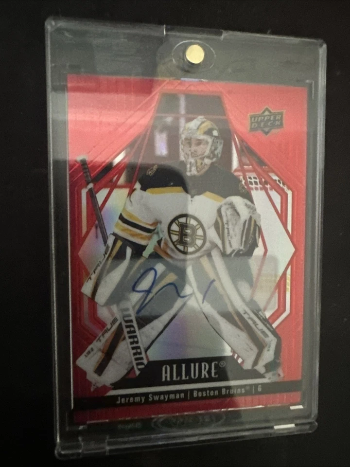 2022-23 Upper Deck Allure Red Rainbow Auto Jeremy Swayman #93 Auto - Image 4 of 4