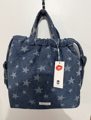 Wildfox Star Print Blue Shoulder Bag Women Top Handle Casual Zipper Patriotic 