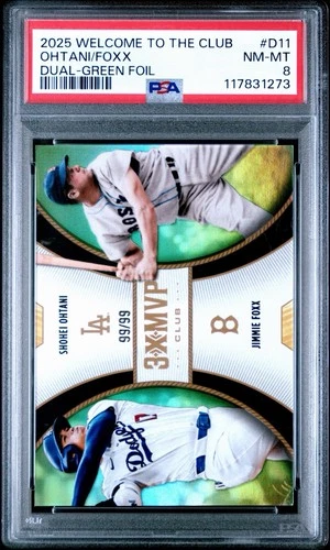 Shohei Ohtani Jimmie Fox 2025 Topps Welcome To The Club Green Foil 99/99 PSA 8