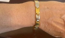 Magnetic Link Style Bracelet with Gold Tone and Silver Tone Squares for Women or