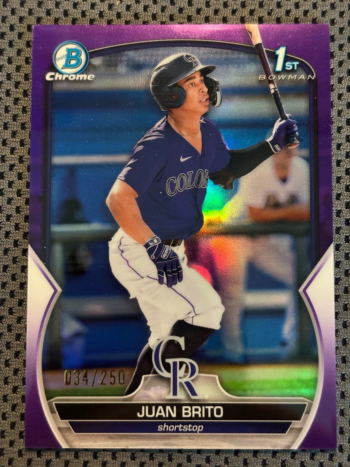 2023 Bowman Chrome #BCP-77 Juan Brito - Purple Refractor 034/250 - Color Match!