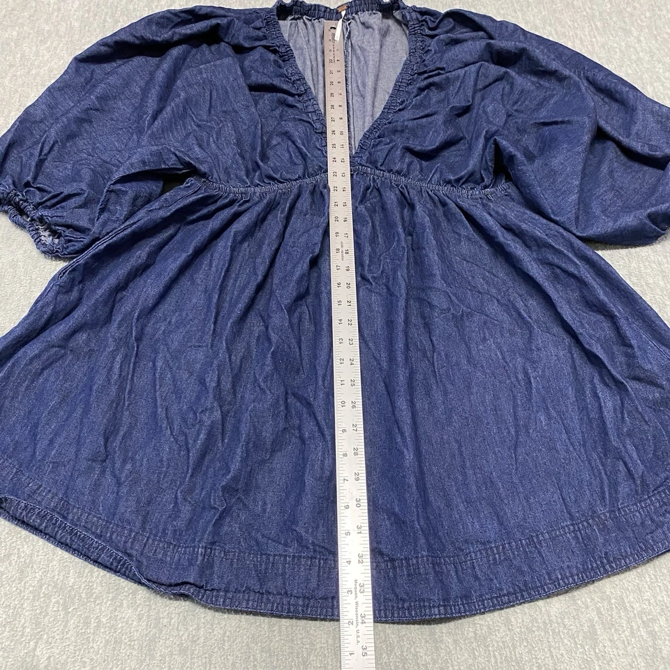 Free People 连衣裙女式 XL Portia 蓝色牛仔迷你靛蓝深冲洗弹力 — 第 4/4 张图片