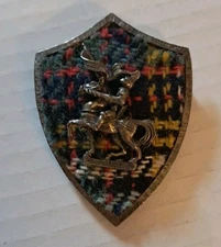 Piscitelli PIM Metal Knight On Horse Shield Coat of Arms Brooch Pin Woven Cloth