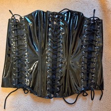 Women's 3X black patent , back zipper adjustable laces Corset
