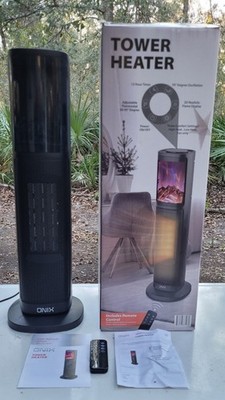 ONIX 26'' TOWER HEATER 1500 WATT REMOTE OSCILLATES FLAME   3D EFFECT NEW OPEN BOX