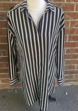 Express Women's Dress Black Button Up Size M Long Sleeve Waist Tie Casual