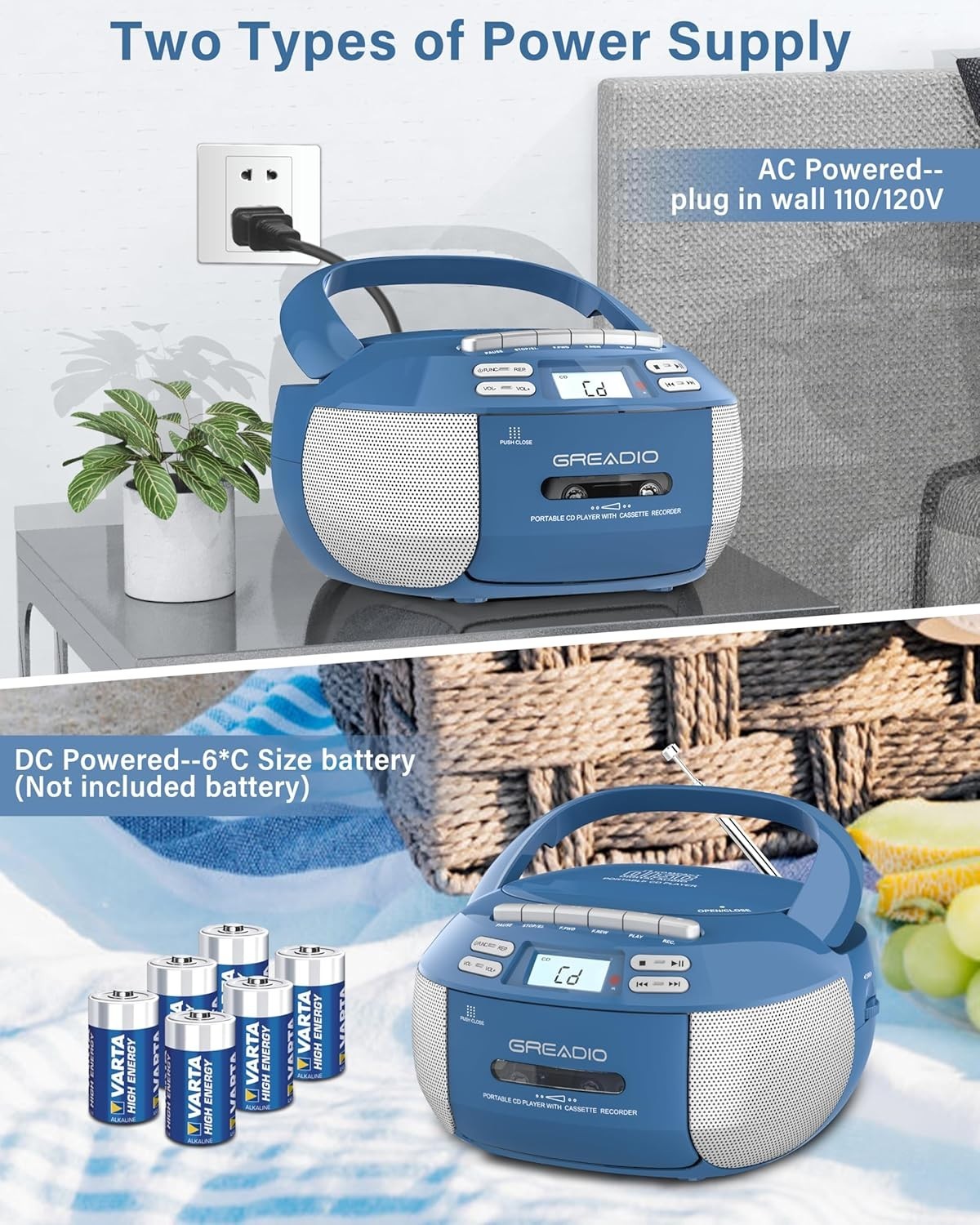 Classic Modern Boombox with Bluetooth & Dual Stereo Speakers - Perfect for Home