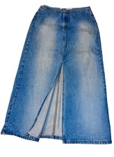 GAP JEANS Women's Blue Denim Maxi Skirt with Front Slit Size 12 Boho Classic