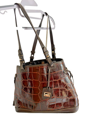 Vintage Dooney & Bourke Crocodile Embossed Burgundy Shoulder Strap + Accessories