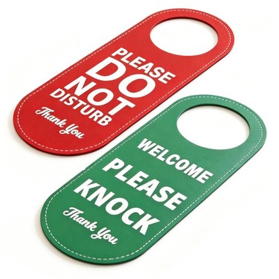 PU Leather Please Do Not Disturb Sign and Welcome Please Knock Sign, Door Knob P
