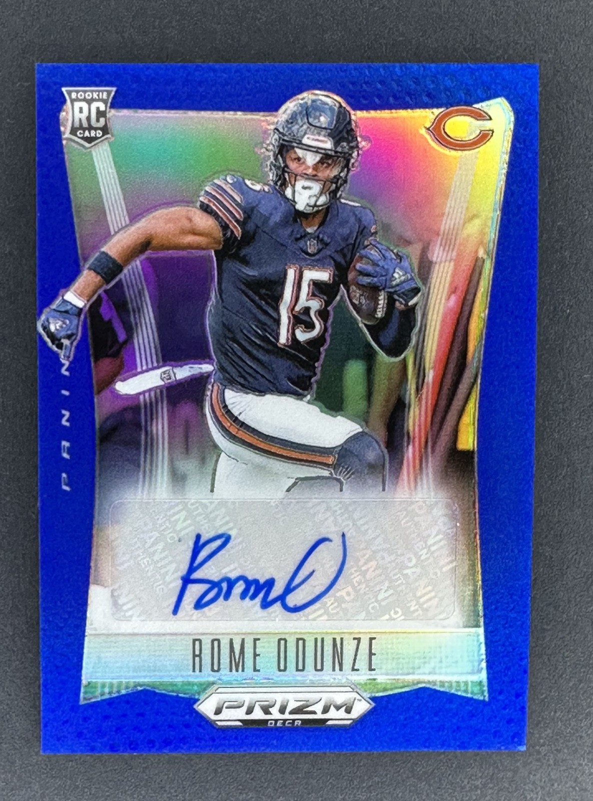 2024 Panini Prizm Deca Rome Odunze Rookie RC Blue Prizm Auto /49