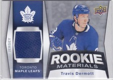 18/19 UD..TRAVIS DERMOTT..ROOKIE MATERIALS..# RM-TD..MAPLE LEAFS..COMBINED SHIP