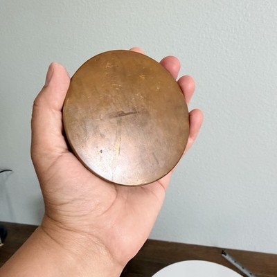 Vintage Powder Compact with Mirror Copper Tone
