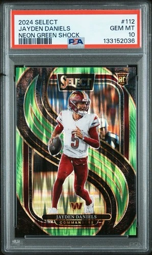 2024 Select Football - Premier Jayden Daniels #112 Neon Green Shock  /499 (RC)