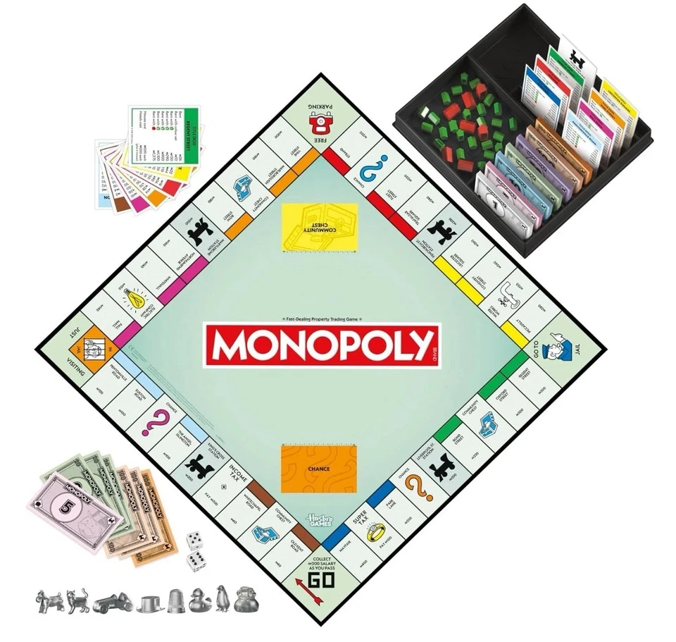 Monopoly Board Game with Storage Tray and Larger Tokens - English Version - Image 4 of 4