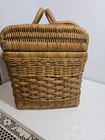 Rattan Wicker Picnic or Sewing Basket Brown Vtg. Retro Lid 2 Handles 13x12x9 — photo 9
