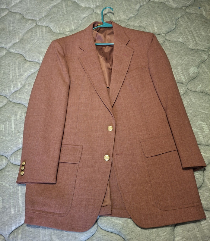 Handmade Men’s Brown Solid Tuxedo Blazer Jacket L Regular 2-Button Notch Lapel