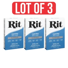 Lot of 3 Rit All-Purpose Powder Dye Fabric Clothes Royal Blue 1.125 fl oz ea NEW
