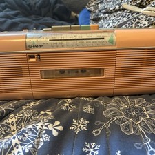 Vintage 1986 Sharp QT-50 P Pink Peach Boombox Cassette Radio Stranger Things