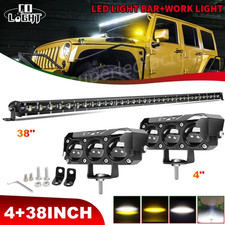 38 Led Light Bar Single Row 6d Projector Combo Beam 4 Led Work Dual Color